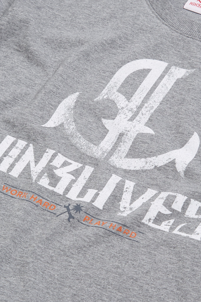 Nine Lives Original Grey Logo Tee - LA Inspired Premium Crew Neck Grey T-shirt