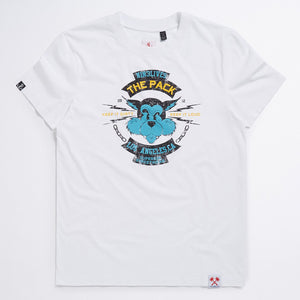 White The Pack Vintage Print Tee- LA Inspired Crew Neck T-Shirt